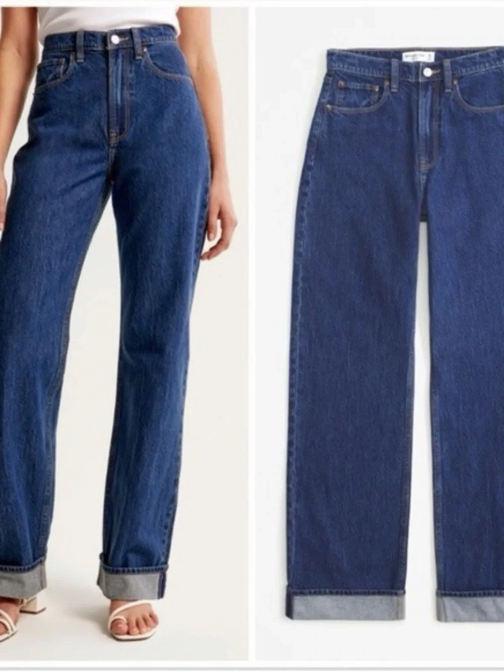 A & F The Loose High Rise Curve Loce cuffed hem Jeans 34 / 18